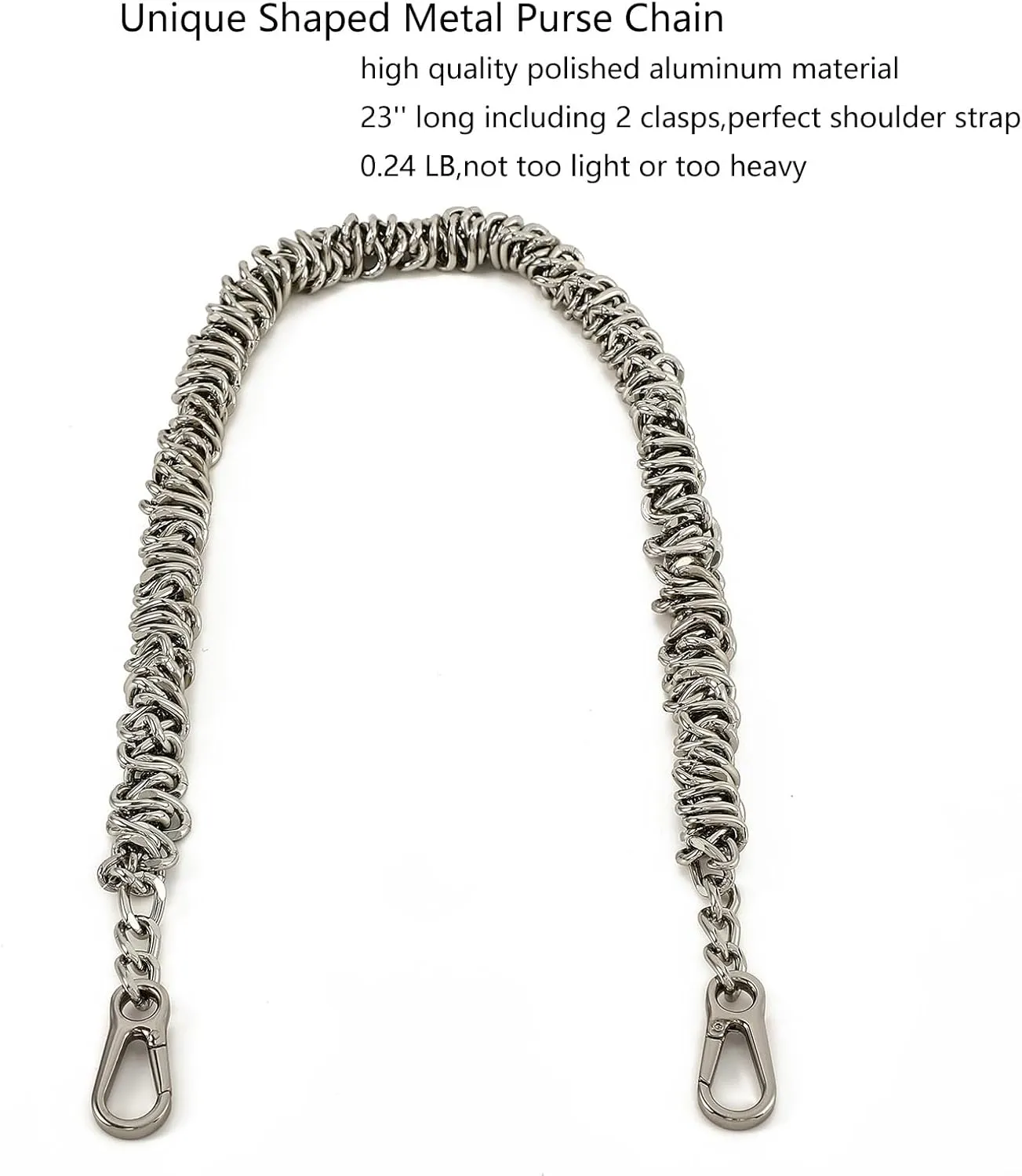 Unique Metal Bag Chains Purse Handles Shoulder Strap Replacement Accessories Charms for Handbags(Silver 23 Inch)