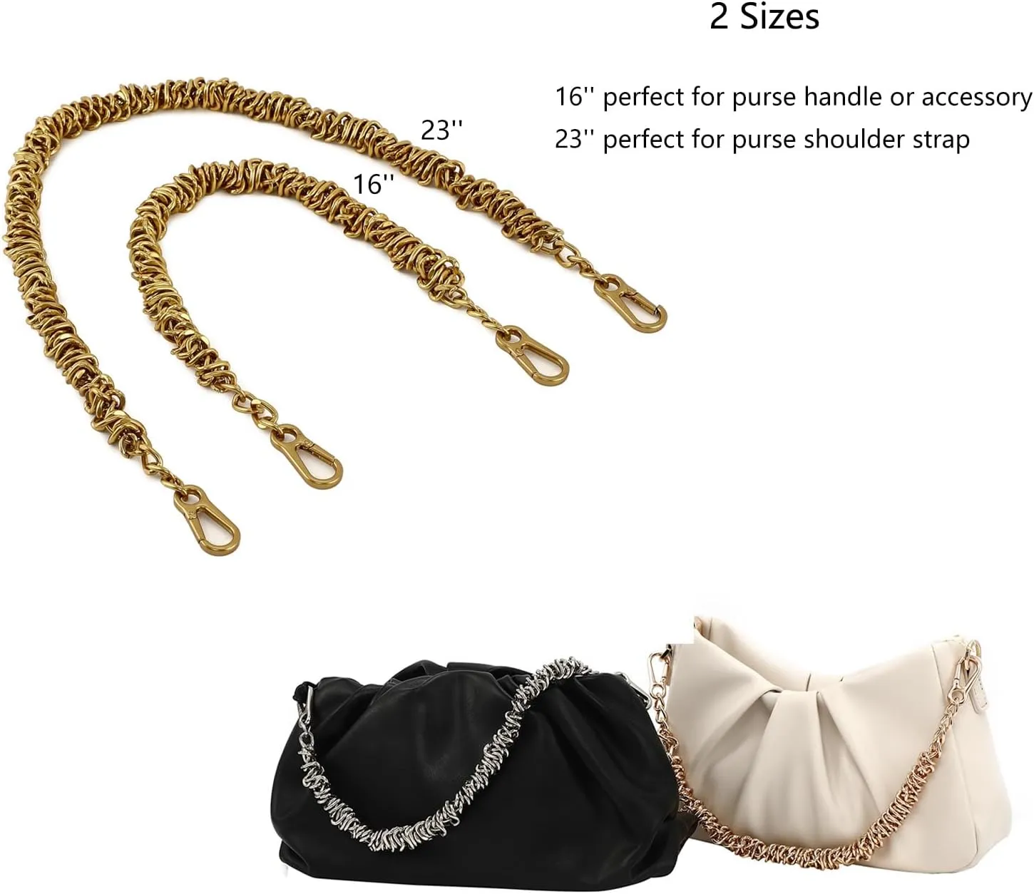 Unique Metal Bag Chains Purse Handles Shoulder Strap Replacement Accessories Charms for Handbags(Silver 23 Inch)