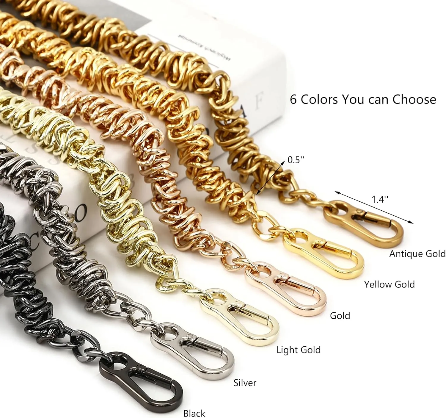 Unique Metal Bag Chains Purse Handles Shoulder Strap Replacement Accessories Charms for Handbags(Silver 23 Inch)