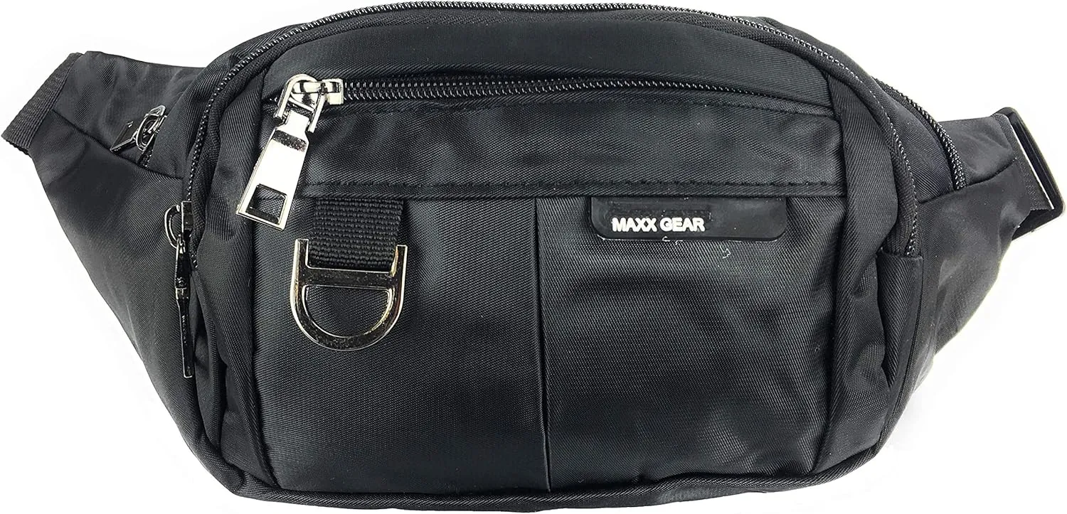 Unisex Adult 4-Pocket Style Bum Bag Waist Fanny Pack (Black)