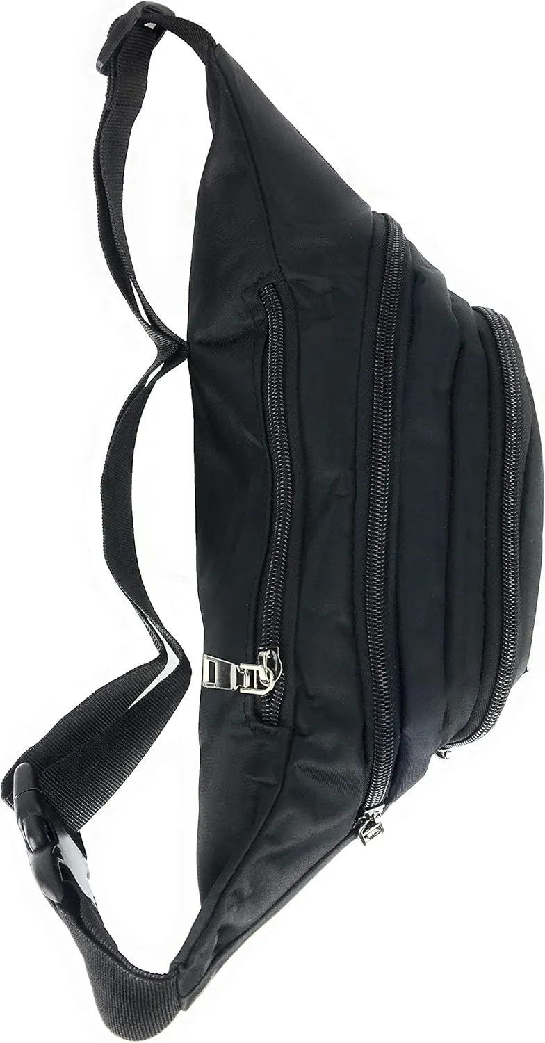 Unisex Adult 4-Pocket Style Bum Bag Waist Fanny Pack (Black)