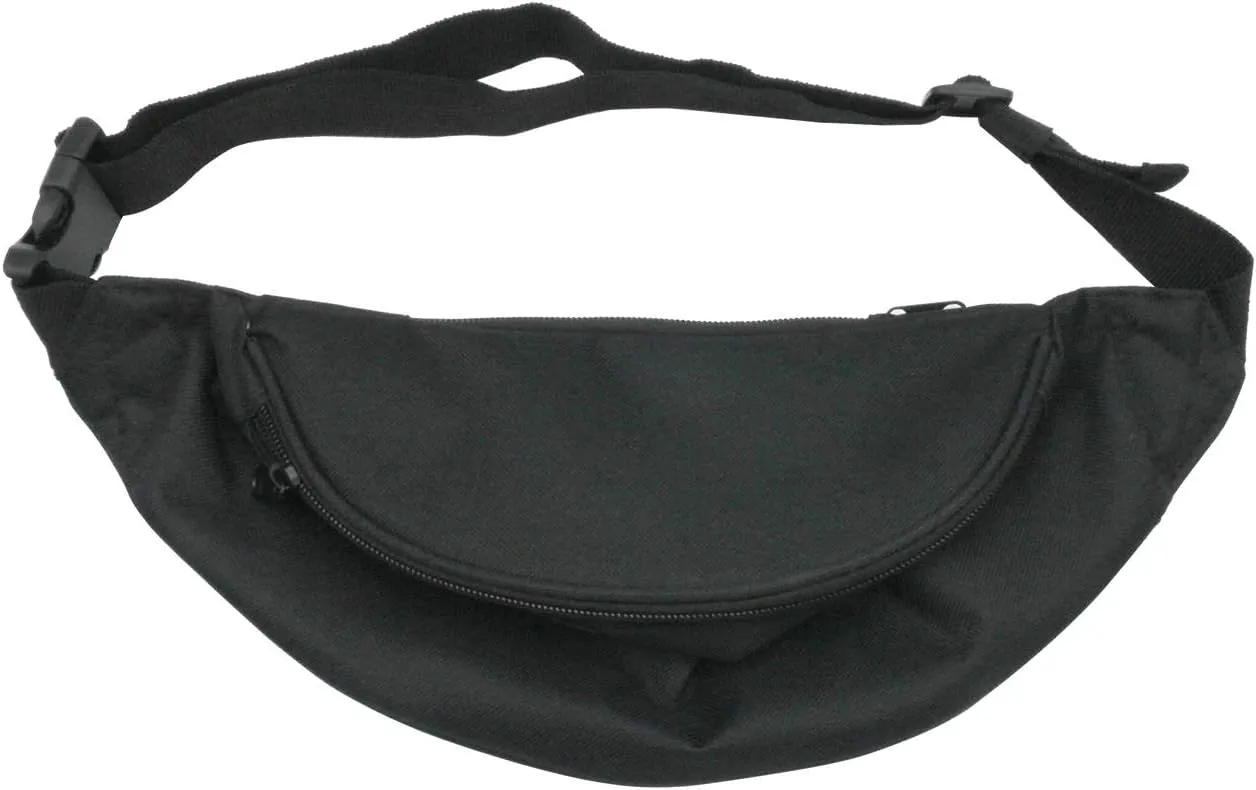 Unisex Fanny Pack for Women Men, Fashion Sporty Multi-purpose 2-Zipper Waist Belt Bag Fanny Pack Waist Bag Adjustable Strap for Sport Hiking Traveling Passport Wallet (3Pcs Black)