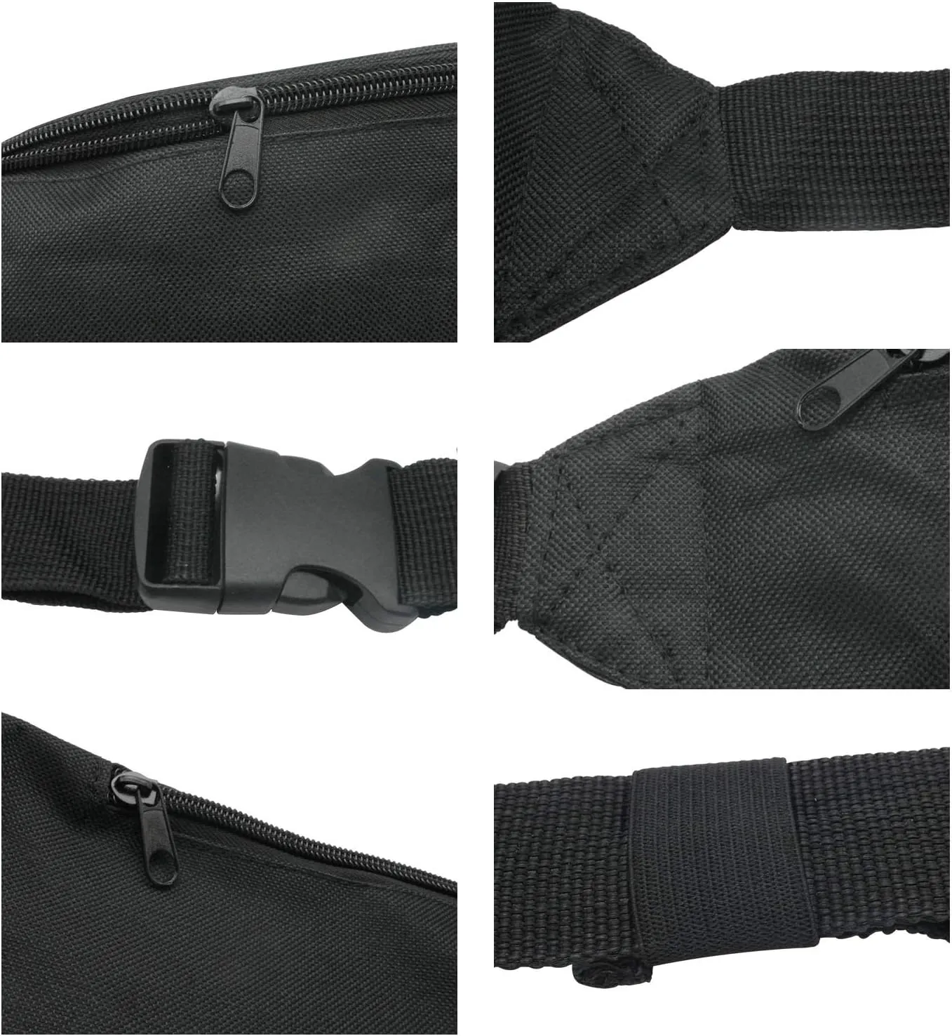 Unisex Fanny Pack for Women Men, Fashion Sporty Multi-purpose 2-Zipper Waist Belt Bag Fanny Pack Waist Bag Adjustable Strap for Sport Hiking Traveling Passport Wallet (3Pcs Black)