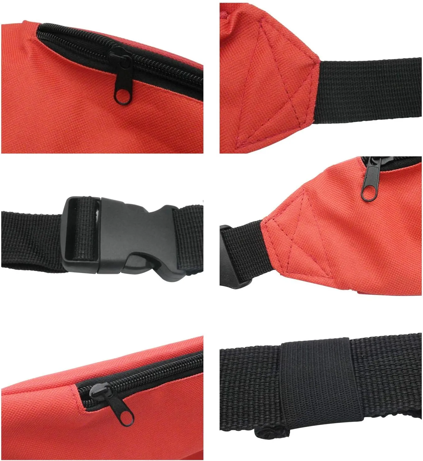 Unisex Fanny Pack for Women Men, Fashion Sporty Multi-purpose 2-Zipper Waist Belt Bag Fanny Pack Waist Bag Adjustable Strap for Sport Hiking Traveling Passport Wallet (3Pcs Red)