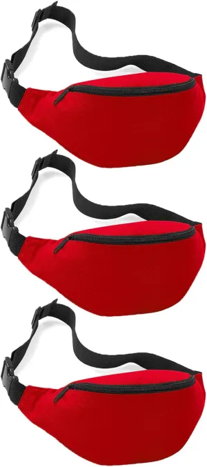 Unisex Fanny Pack for Women Men, Fashion Sporty Multi-purpose 2-Zipper Waist Belt Bag Fanny Pack Waist Bag Adjustable Strap for Sport Hiking Traveling Passport Wallet (3Pcs Red)
