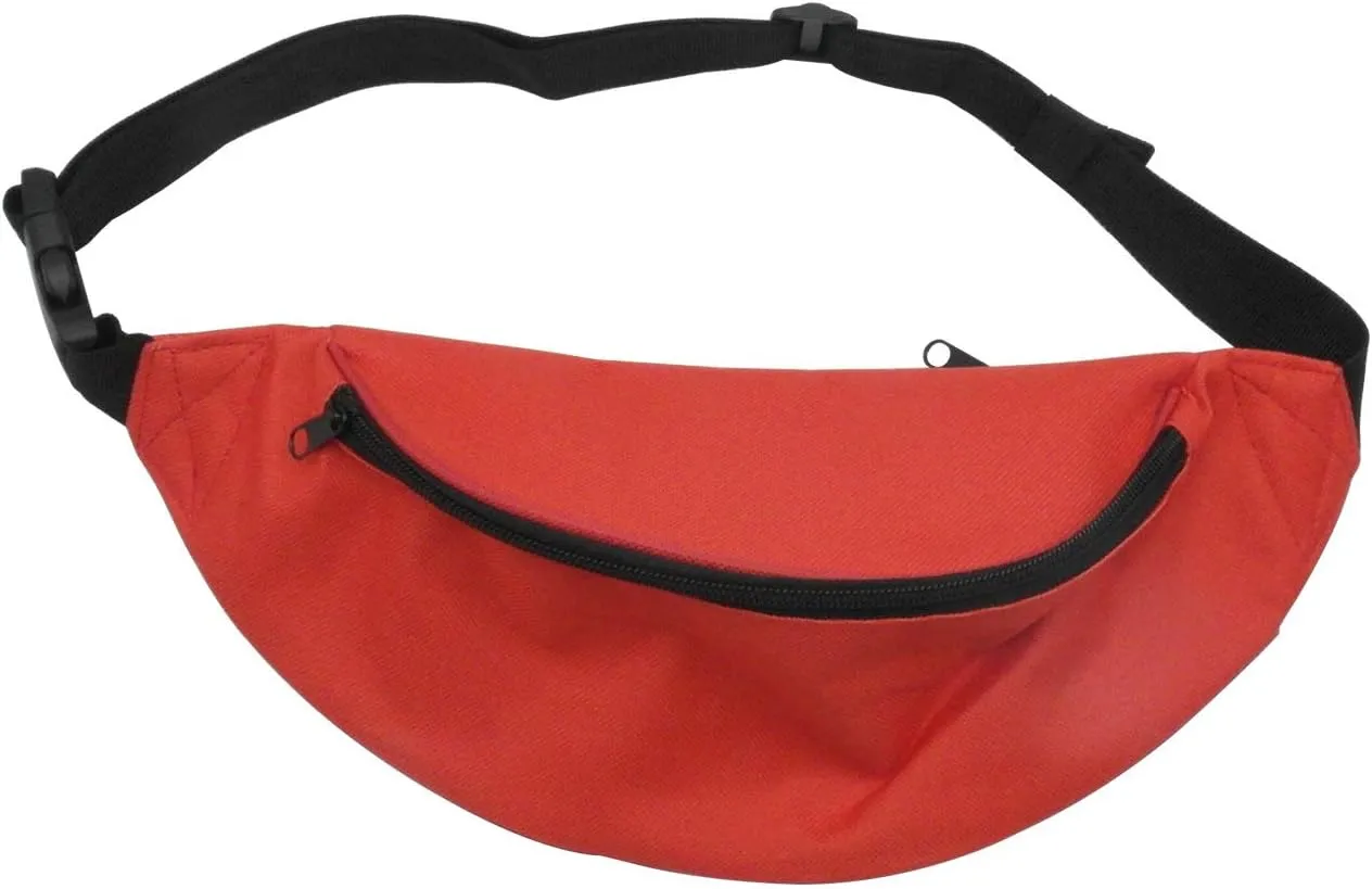 Unisex Fanny Pack for Women Men, Fashion Sporty Multi-purpose 2-Zipper Waist Belt Bag Fanny Pack Waist Bag Adjustable Strap for Sport Hiking Traveling Passport Wallet (3Pcs Red)