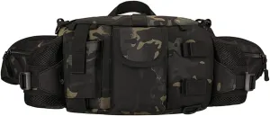 UNISTRENGH Tactical Waist Pack Bag With 2-Water Bottle Pocket Holder Military Fanny Packs Waterproof Hip Belt Bag Pouch for Hunting Trekking Running (Black Scorpion camouflage)