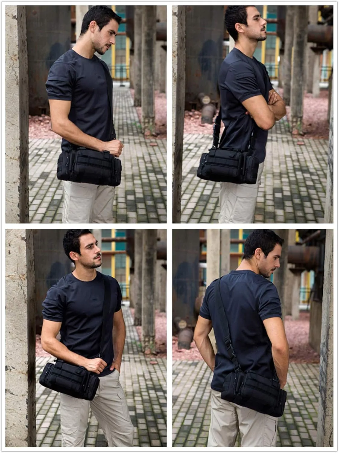 UNISTRENGH Utility 3P Military Tactical Duffle Waist Bags MOLLE Assault Shoulder Backpack Multifunction EDC Pouches Heavy Duty Fanny Packs (Black)