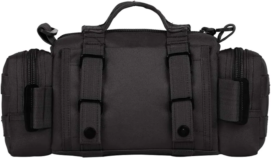 UNISTRENGH Utility 3P Military Tactical Duffle Waist Bags MOLLE Assault Shoulder Backpack Multifunction EDC Pouches Heavy Duty Fanny Packs (Black)