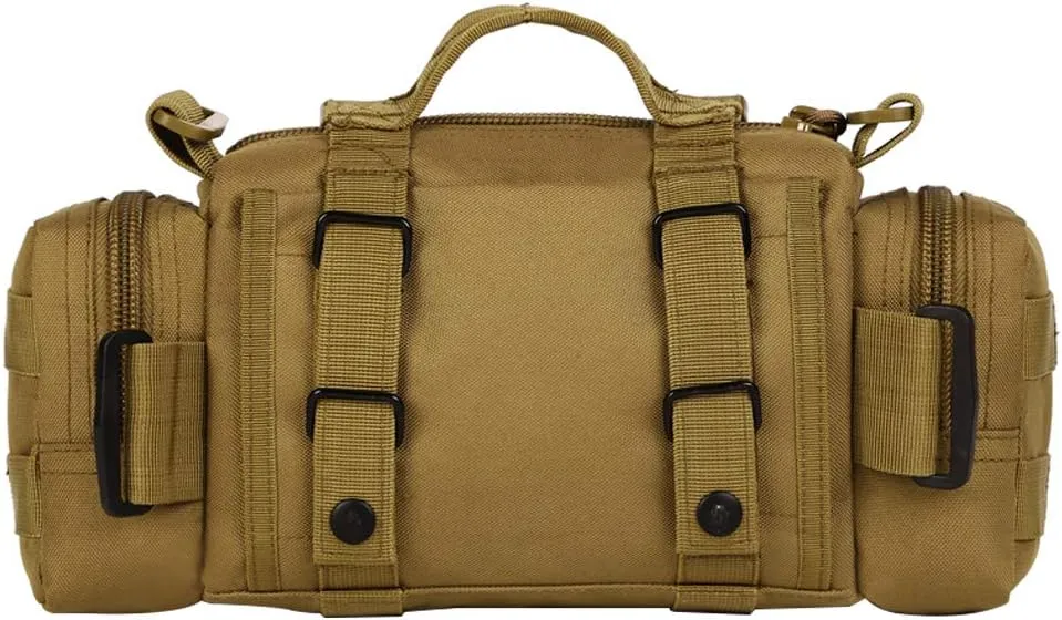 UNISTRENGH Utility 3P Military Tactical Duffle Waist Bags MOLLE Assault Shoulder Backpack Multifunction EDC Pouches Heavy Duty Fanny Packs (Brown)