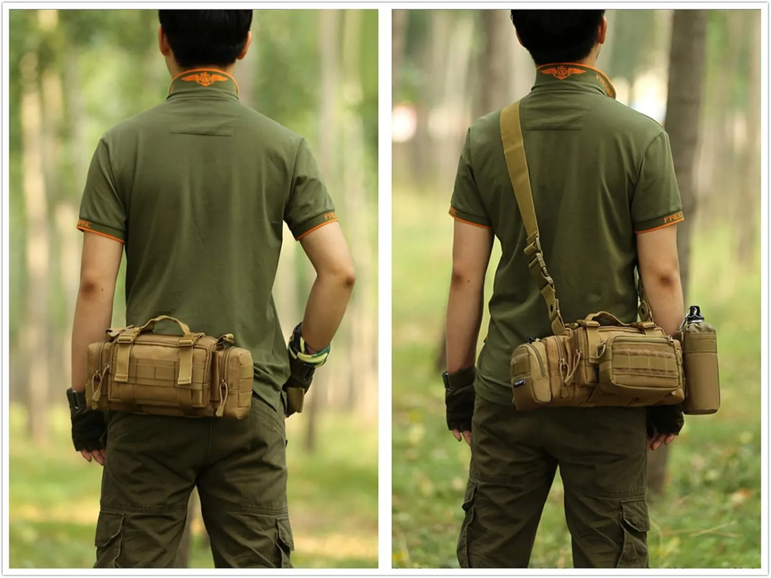 UNISTRENGH Utility 3P Military Tactical Duffle Waist Bags MOLLE Assault Shoulder Backpack Multifunction EDC Pouches Heavy Duty Fanny Packs (Brown)