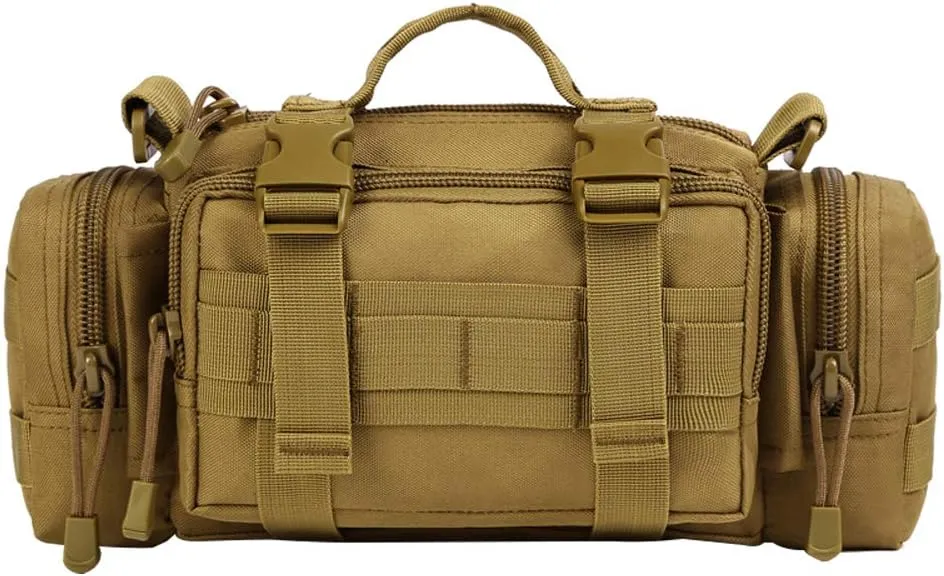 UNISTRENGH Utility 3P Military Tactical Duffle Waist Bags MOLLE Assault Shoulder Backpack Multifunction EDC Pouches Heavy Duty Fanny Packs (Brown)