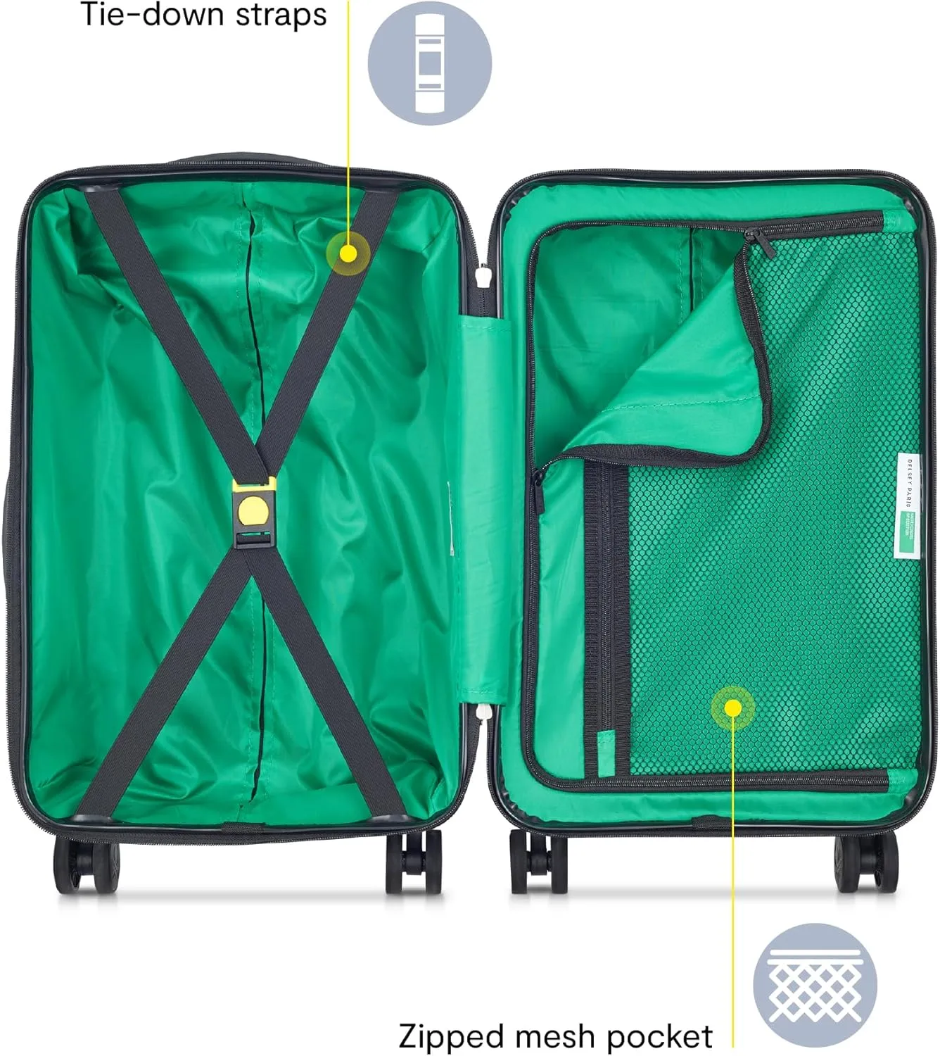 United Colors of Benetton Now Hardside Luggage with Spinner Wheels, Red, Carry-On 19 Inch