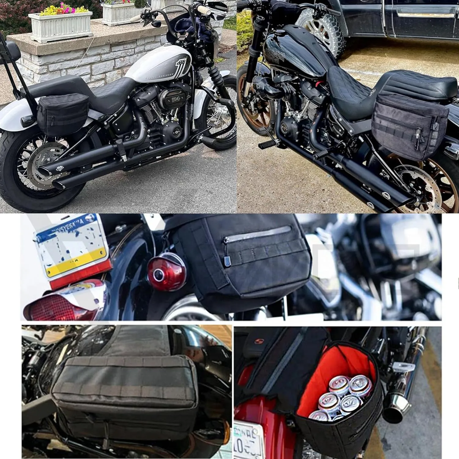 Universal Motorcycle Saddlebags Saddle Bags Luggage Bags Travel Knight Rider Storage Bag Fit For Harley Softail Dyna Super Glide Sportster FXR, 14.5L(3.8 Gallon)