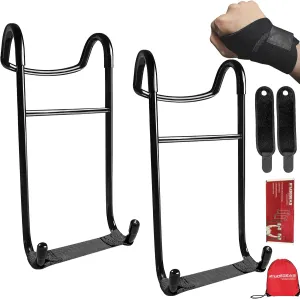 Upgraded 2-Pack Mad Spotter Pro 2.0 Dumbbell Hooks, Dumbbell Spotter Hooks with 250 lbs Load for Bench Press, Chest & Shoulder Workouts with Wrist Straps, Storage Bag,Perfect for Hanging Dumbbells