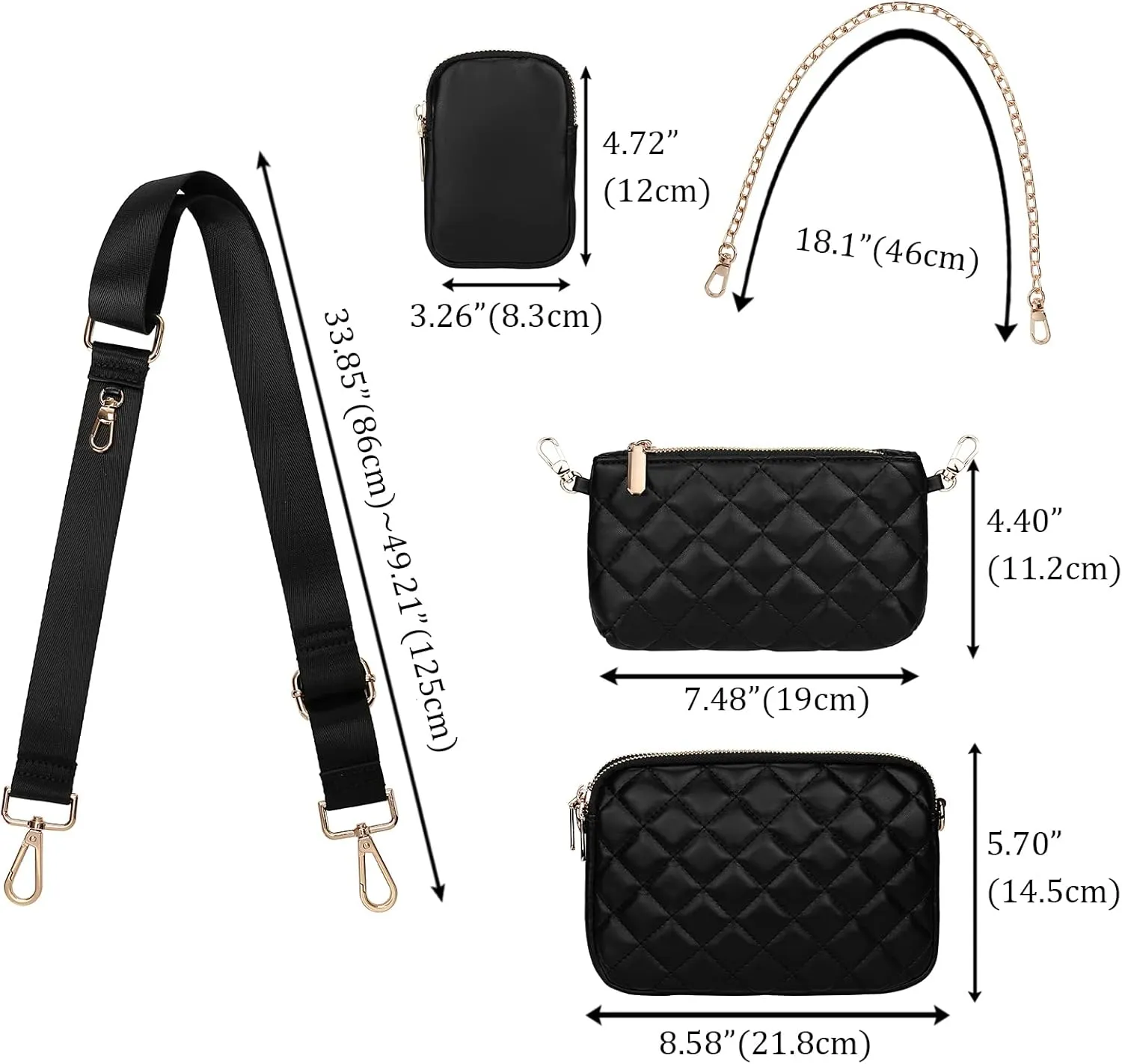 Uromee Crossbody Bags for Women Fashion Shoulder Purse Fanny Pack Travel Hiking Detachable Pouch Adjustable Strap