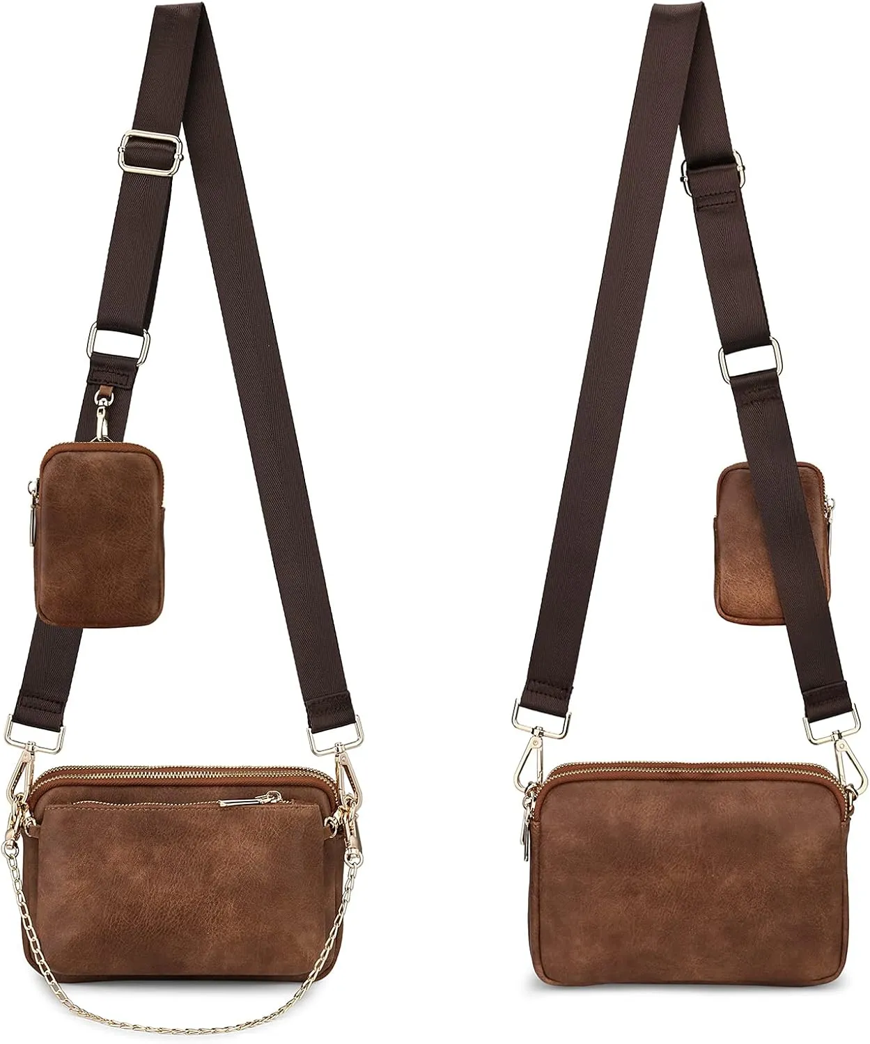 Uromee Crossbody Bags for Women Fashion Shoulder Purse Fanny Pack Travel Hiking Detachable Pouch Adjustable Strap