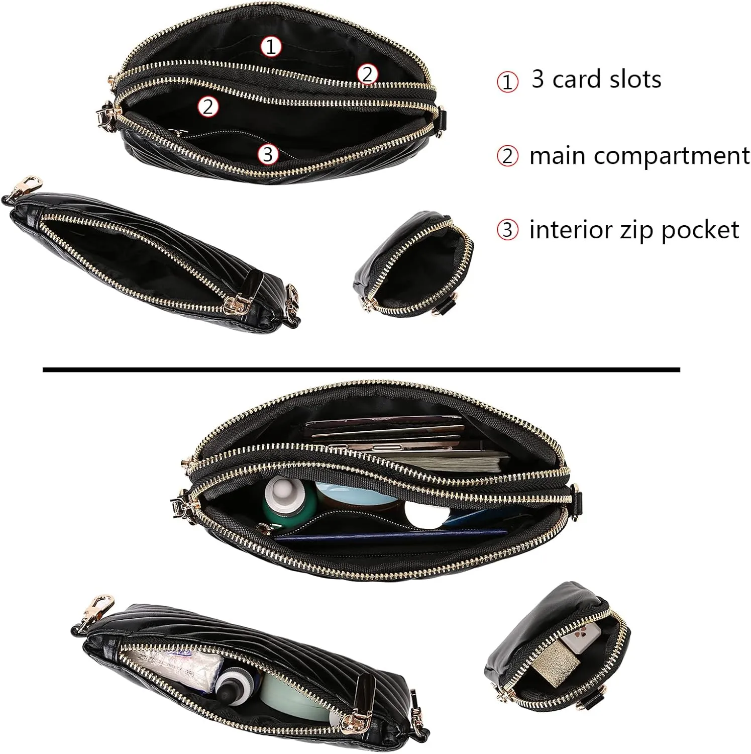 Uromee Crossbody Bags for Women Fashion Shoulder Purse Fanny Pack Travel Hiking Detachable Pouch Adjustable Strap
