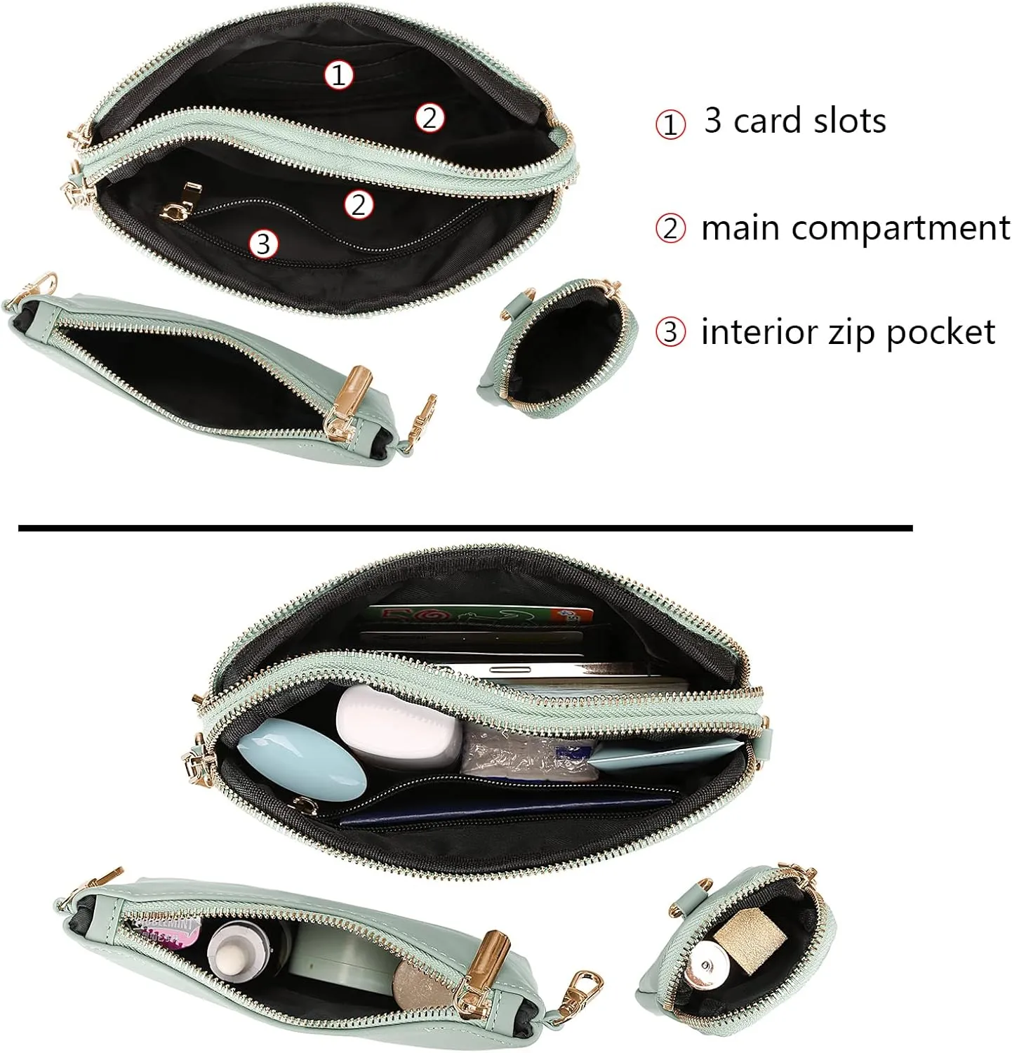 Uromee Crossbody Bags for Women Fashion Shoulder Purse Fanny Pack Travel Hiking Detachable Pouch Adjustable Strap