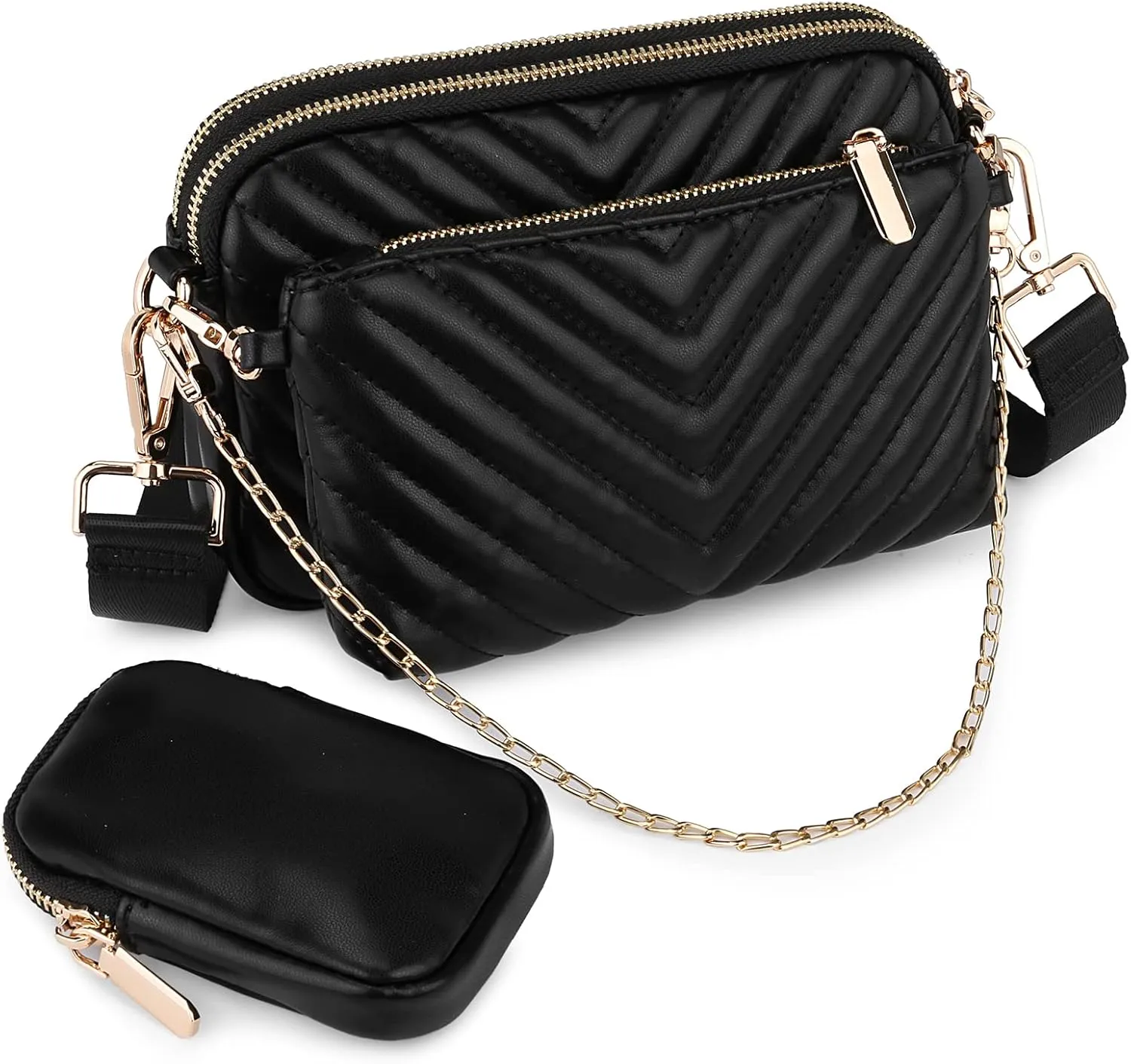 Uromee Crossbody Bags for Women Fashion Shoulder Purse Fanny Pack Travel Hiking Detachable Pouch Adjustable Strap