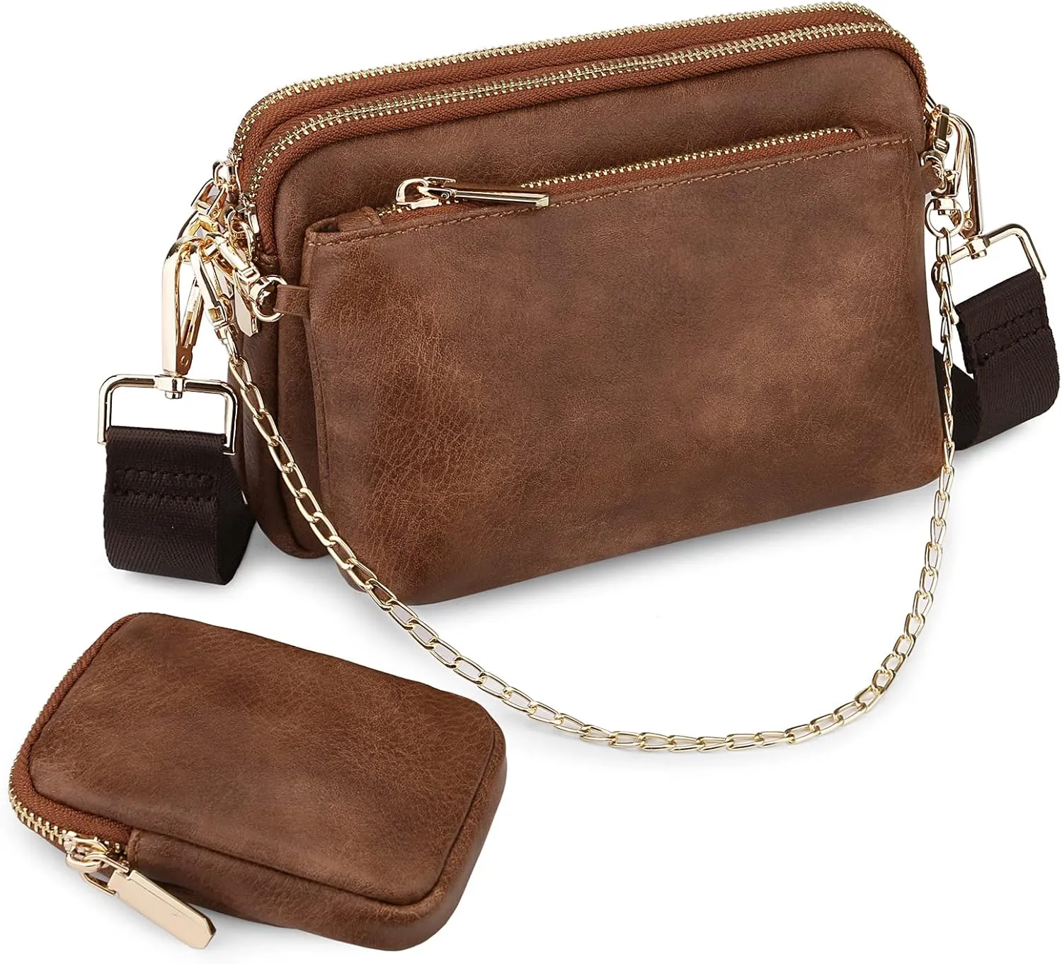 Uromee Crossbody Bags for Women Fashion Shoulder Purse Fanny Pack Travel Hiking Detachable Pouch Adjustable Strap