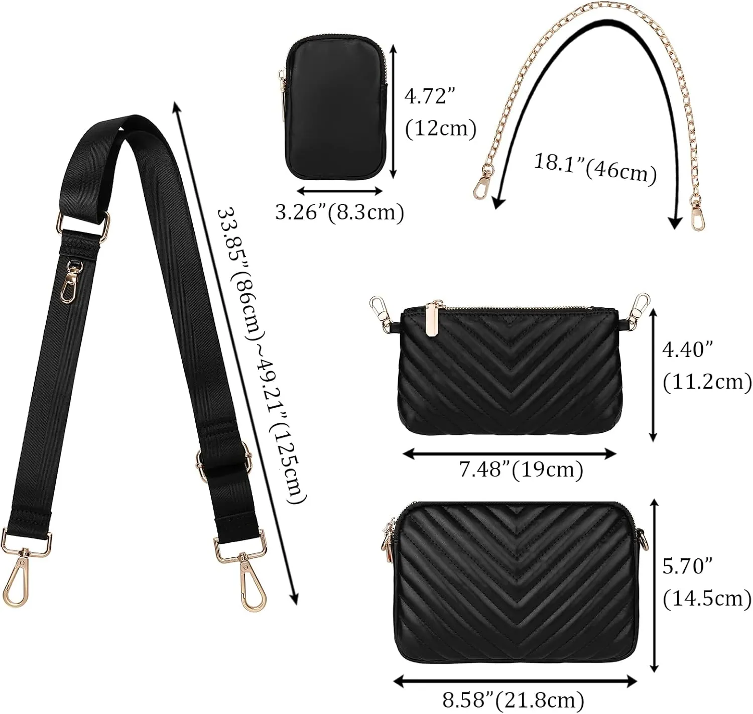 Uromee Crossbody Bags for Women Fashion Shoulder Purse Fanny Pack Travel Hiking Detachable Pouch Adjustable Strap
