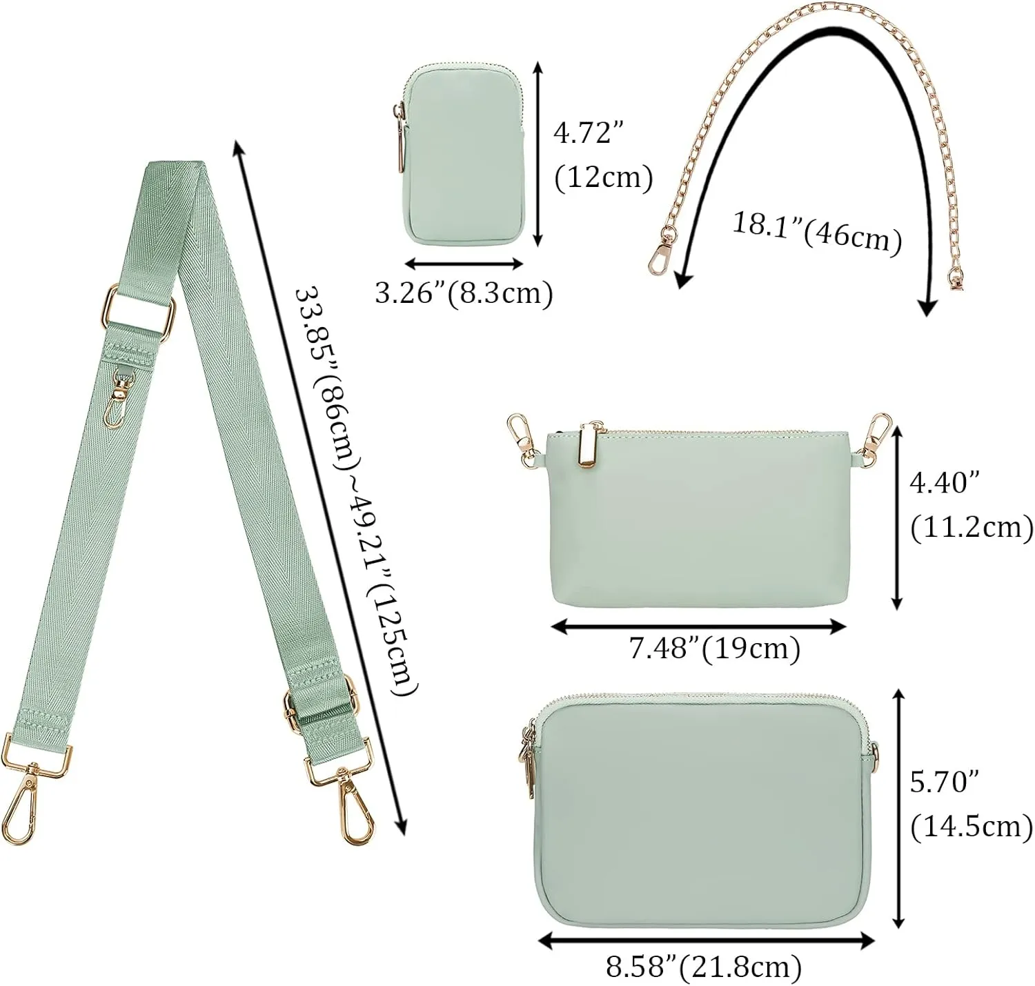 Uromee Crossbody Bags for Women Fashion Shoulder Purse Fanny Pack Travel Hiking Detachable Pouch Adjustable Strap