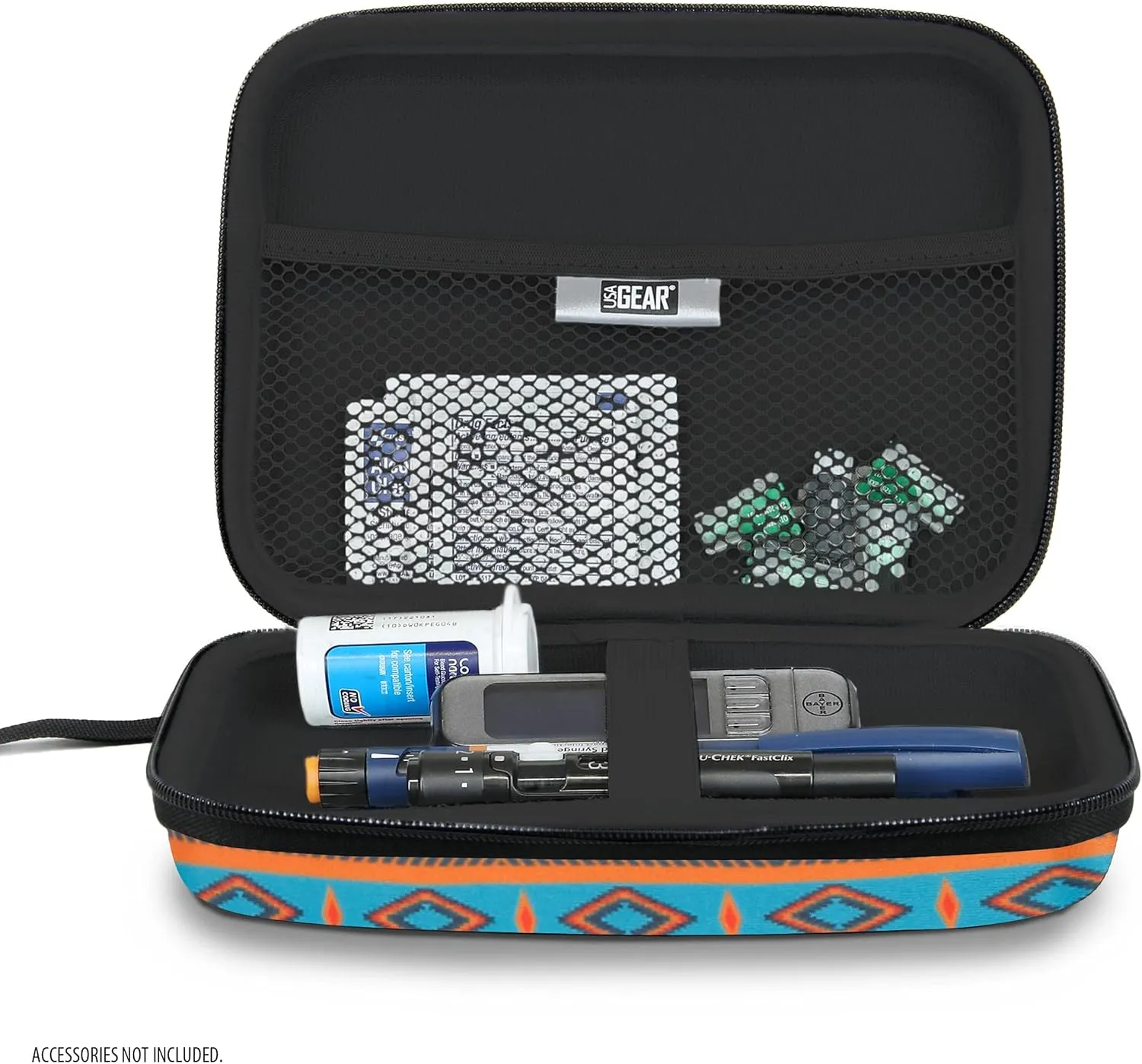 USA Gear Insulin Travel Case Fits Insulin Pen Needles, Lancets for Diabetes Testing, Syringes, Glucose Monitor Kit, Ice Packs(Not Included) & More - Diabetes Carrying Case with Wrist Strap - Southwest