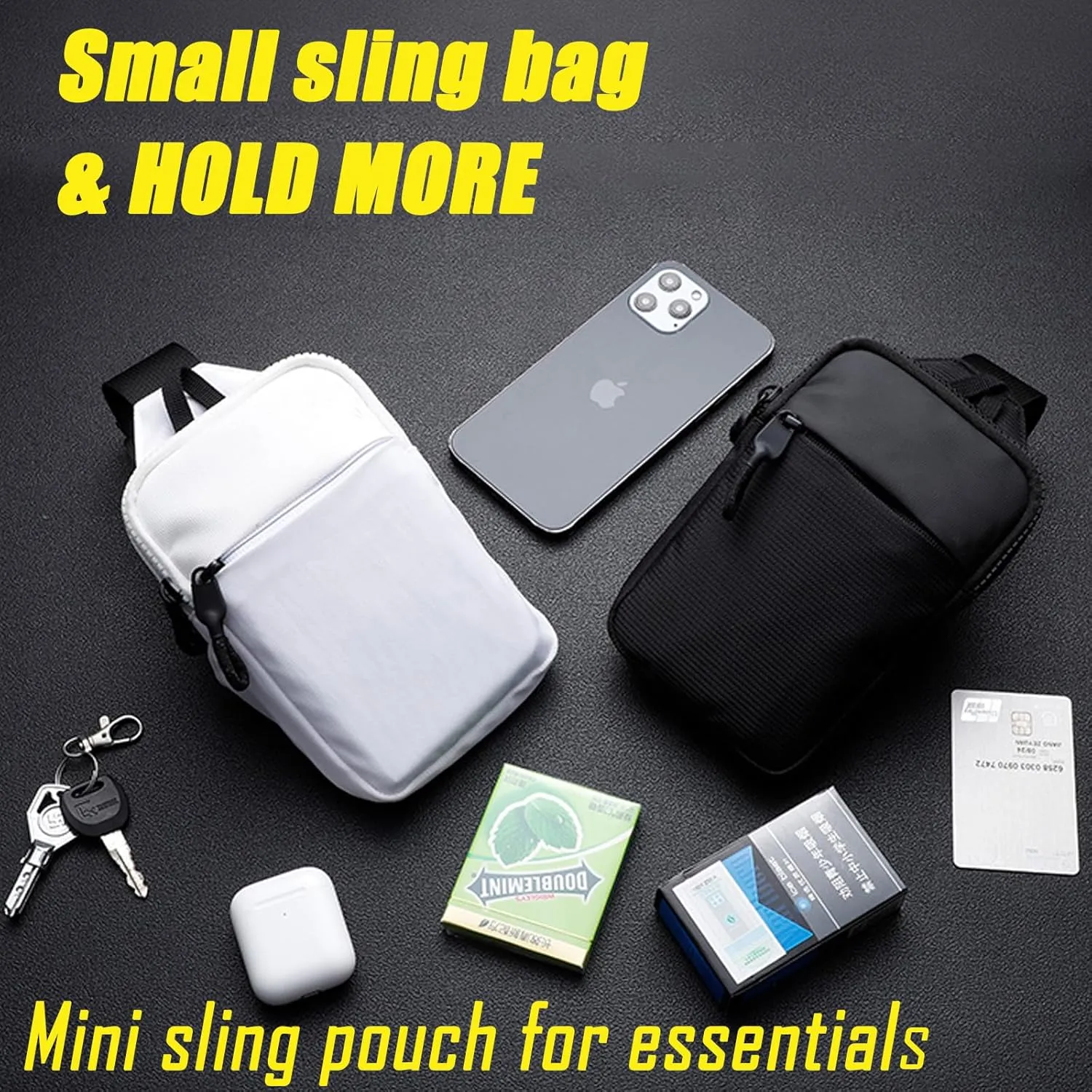 USHAKE Mini Sling Bag for Men Women - Small Crossbody Bag Casual Phone Chest Bag for Hiking Traveling Gifting