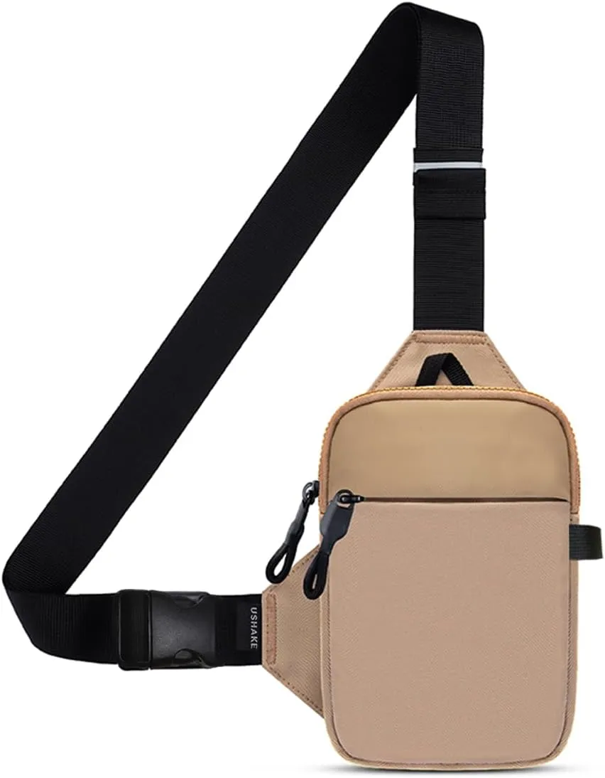 USHAKE Mini Sling Bag for Men Women - Small Crossbody Bag Casual Phone Chest Bag for Hiking Traveling Gifting
