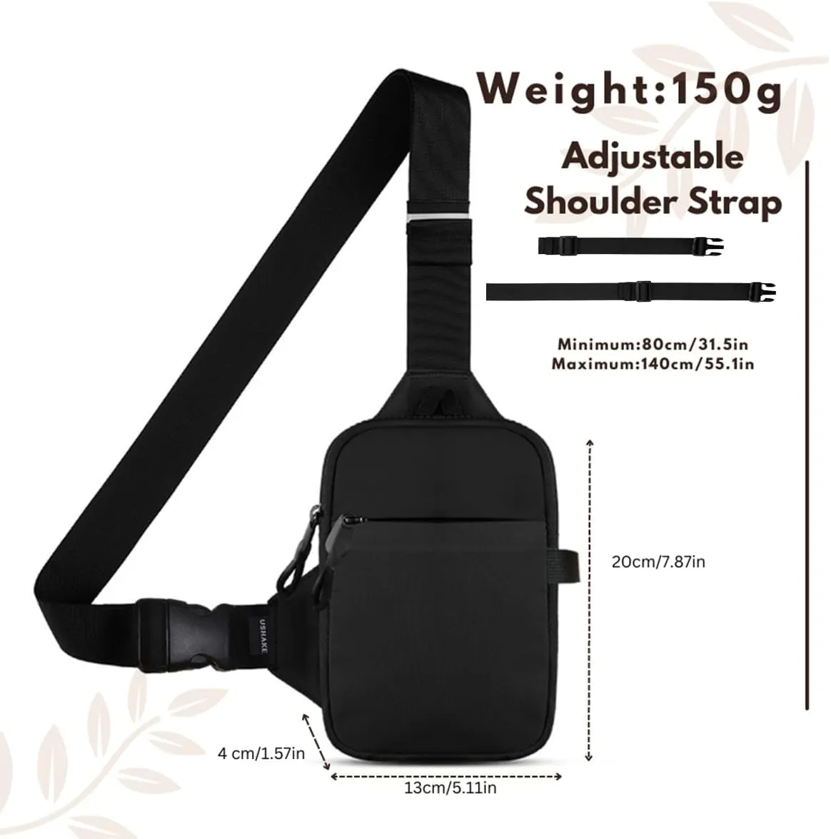 USHAKE Mini Sling Bag for Men Women - Small Crossbody Bag Casual Phone Chest Bag for Hiking Traveling Gifting