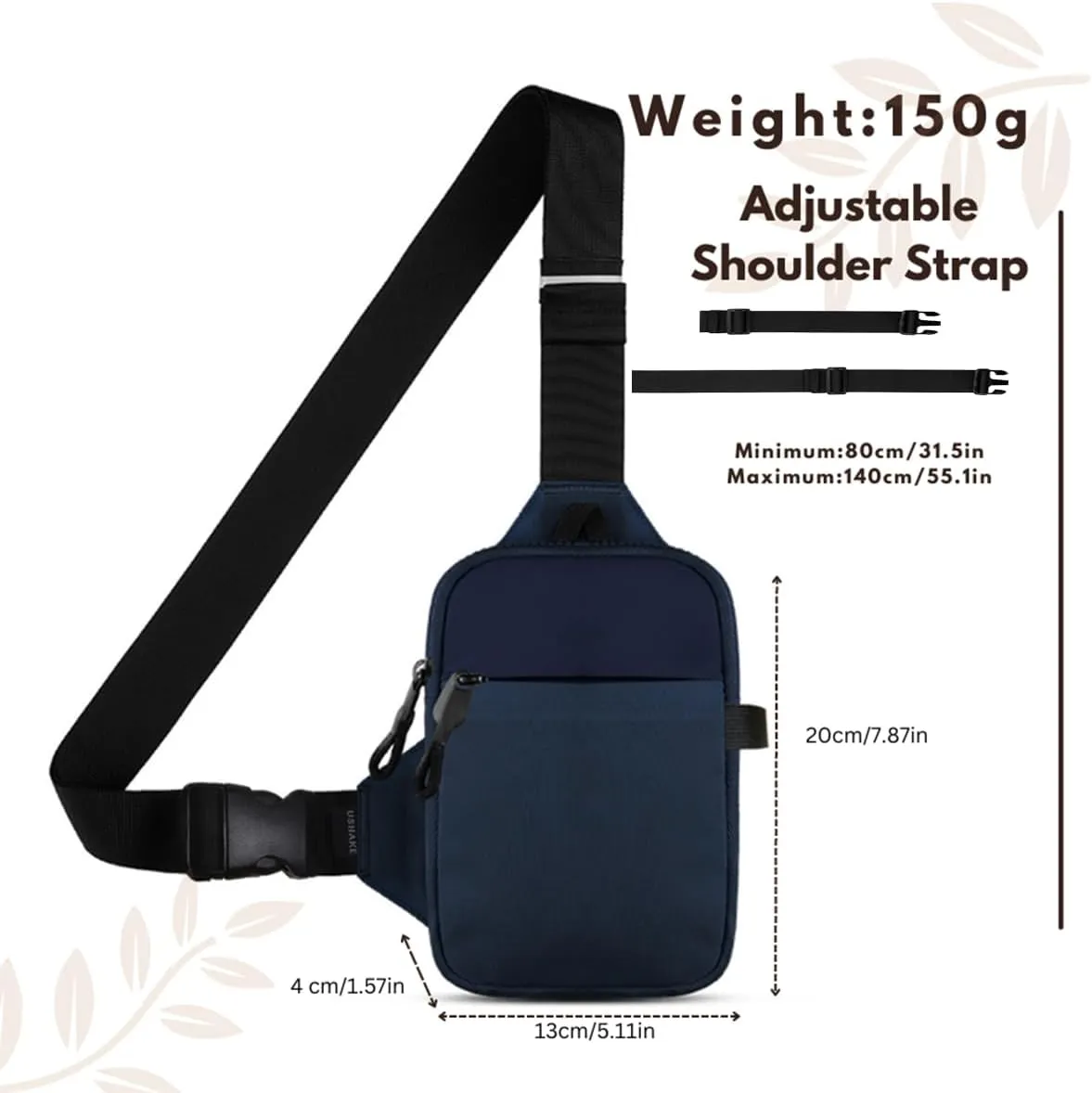 USHAKE Mini Sling Bag for Men Women - Small Crossbody Bag Casual Phone Chest Bag for Hiking Traveling Gifting