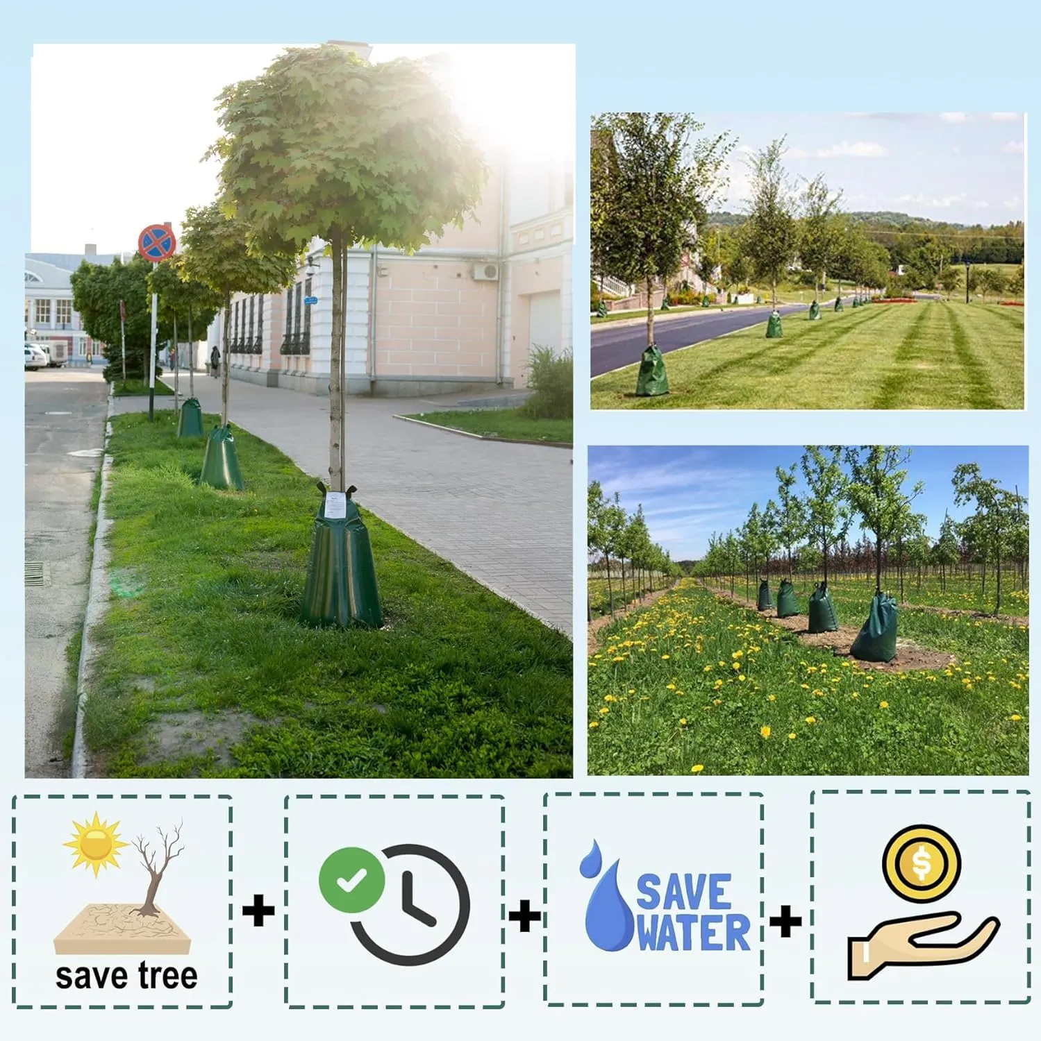 USHIGHTLIGHT All New 20 Gallon Tree Watering Bag, Slow Release Watering Bag for Trees, Portable Tree Drip Irrigation Bag, Water Saving Irrigation Water System(1/2/3) (2, 20 Gallon)