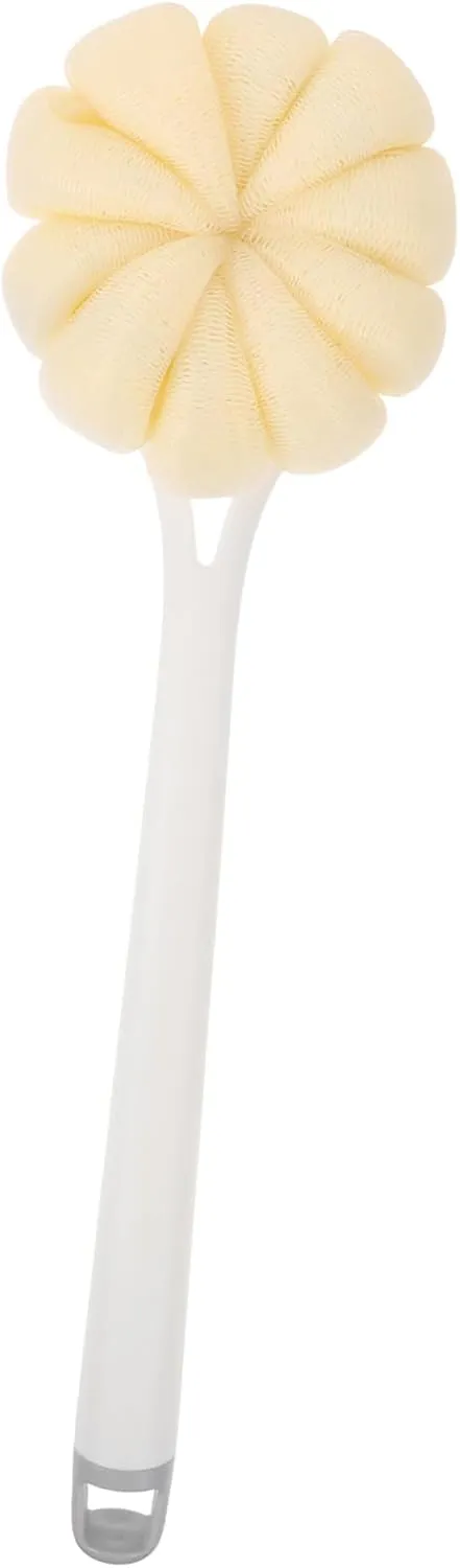 Vaguelly Long Handle Back Scrubber Brush Shower Bath Ball for Deep Cleansing Bath Tool for Body Wash Cleaning White