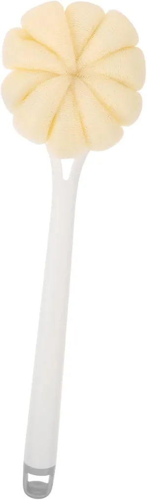 Vaguelly Long Handle Back Scrubber Brush Shower Bath Ball for Deep Cleansing Bath Tool for Body Wash Cleaning White