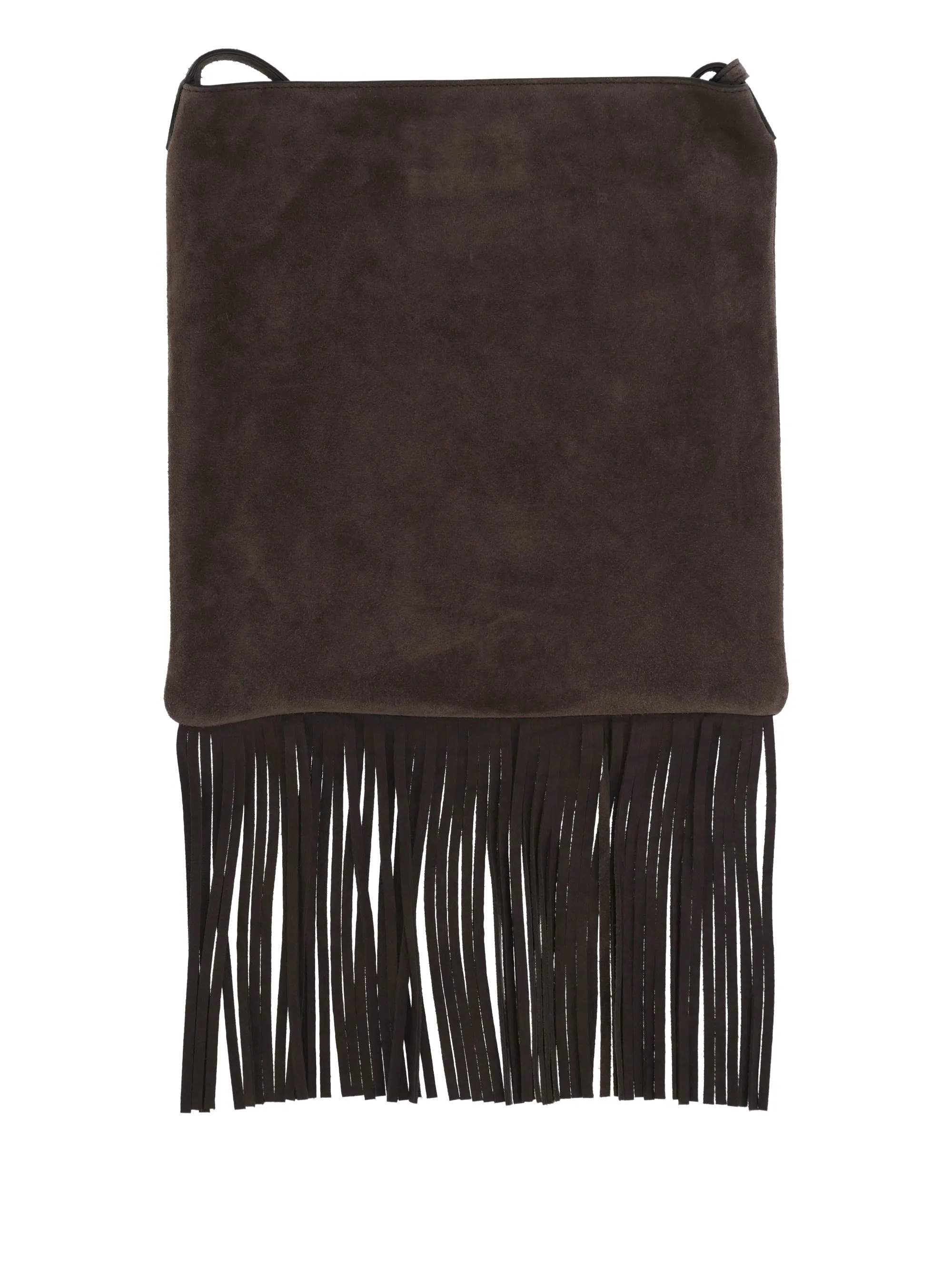 Valentino Garavani V Logo Taupe Brown Fringe Bag
