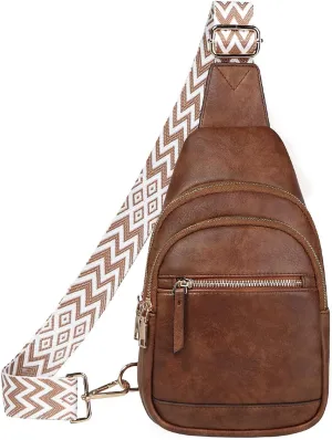 VASCHY Sling Bag Purse for Women,Trendy Vegan Leather Small Crossbody Shoulder Chest Bag Fanny Pack Belt Bag for Travel