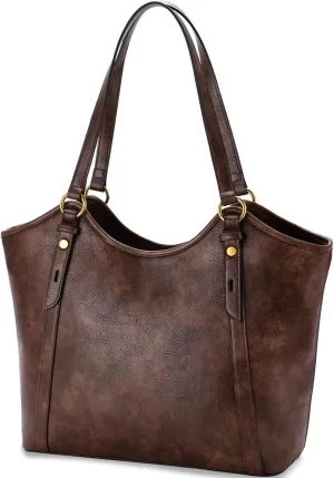VASCHY Tote Bag Purse for Women, Fashion Large Vegan Leather Top Handle Satchel Shoulder Bag Handbag with Zipper for Work