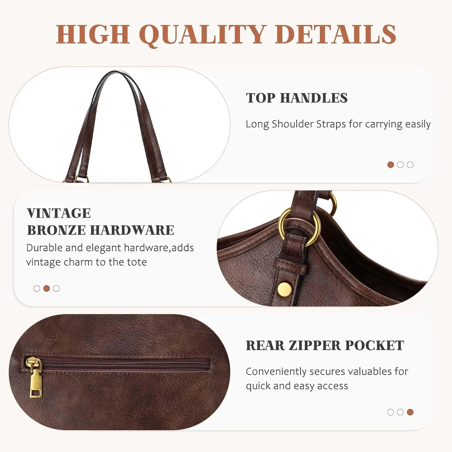 VASCHY Tote Bag Purse for Women, Fashion Large Vegan Leather Top Handle Satchel Shoulder Bag Handbag with Zipper for Work