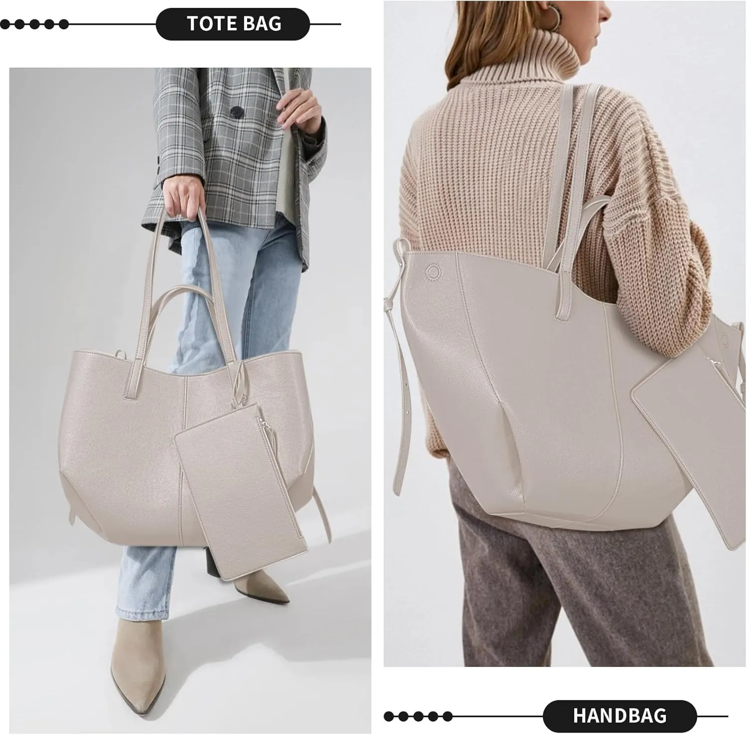 Vegan Leather Tote Handbag Large Capacity Top-handle Purse Shoulder Bags for Woman Trendy Tote Top Handle Satchel