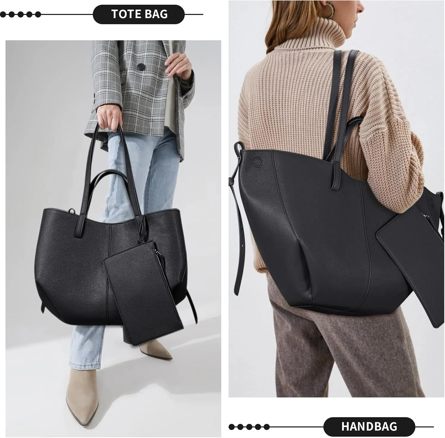 Vegan Leather Tote Handbag Large Capacity Top-handle Purse Shoulder Bags for Woman Trendy Tote Top Handle Satchel