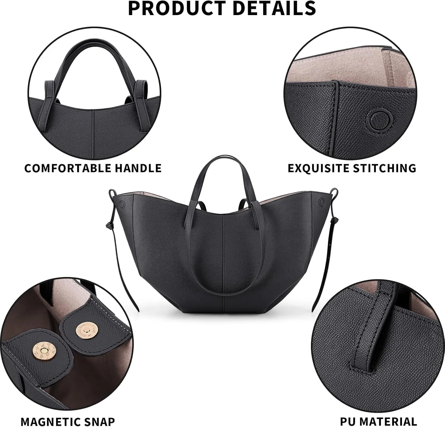 Vegan Leather Tote Handbag Large Capacity Top-handle Purse Shoulder Bags for Woman Trendy Tote Top Handle Satchel