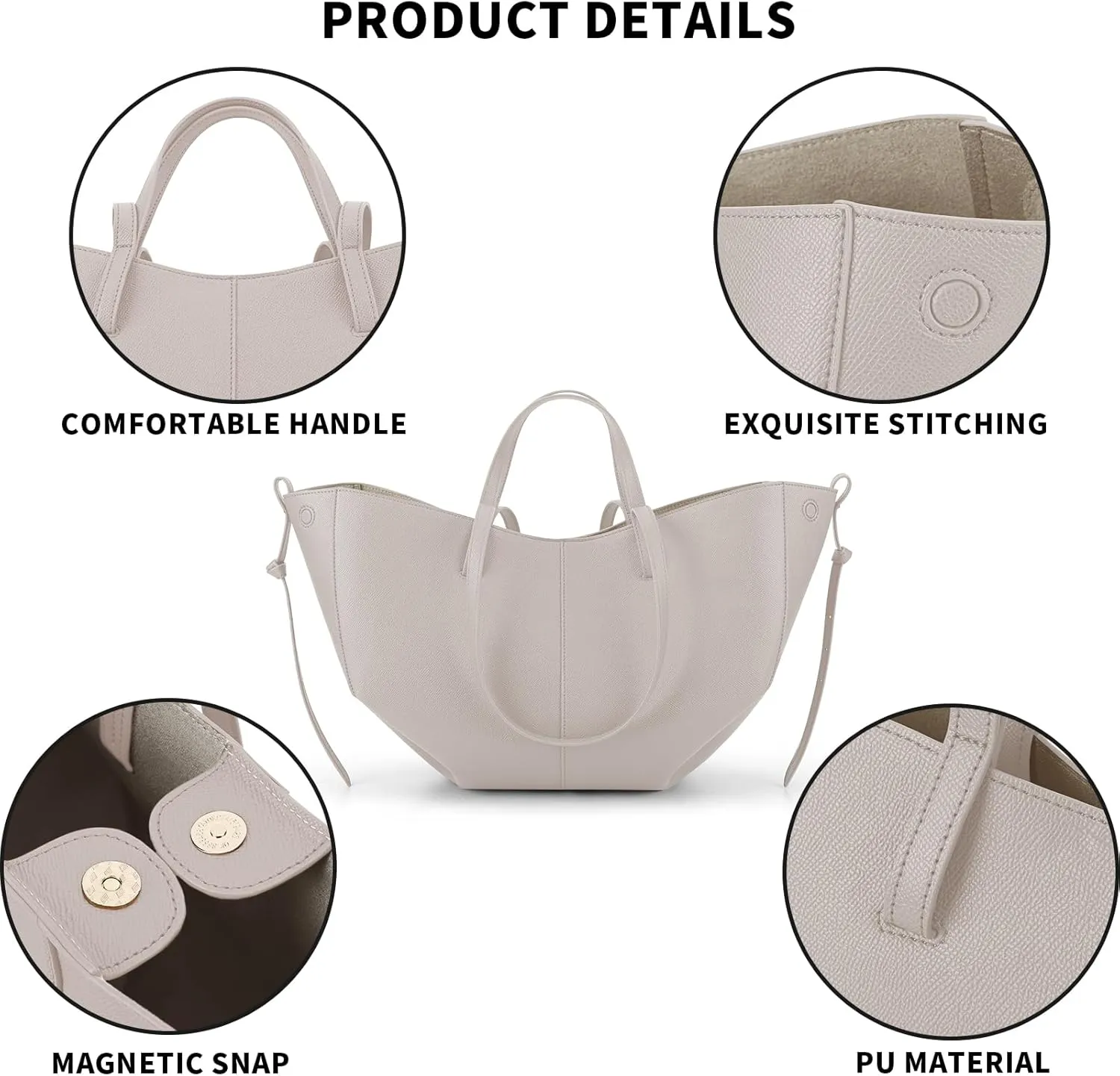 Vegan Leather Tote Handbag Large Capacity Top-handle Purse Shoulder Bags for Woman Trendy Tote Top Handle Satchel