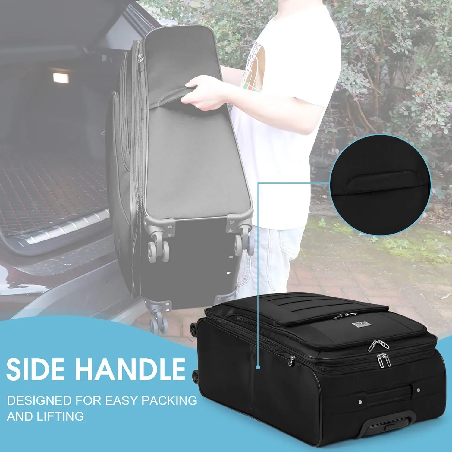 Verdi Travel Softside 24 Inch Luggage with Spinner Wheels Lightweight Expandable Medium Suitcase 8-wheel Spinners