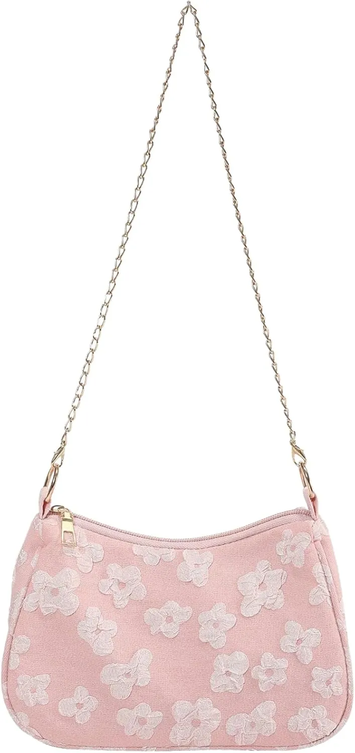 Verdusa Women's Floral Print Shoulder Bags Casual Underarm Purses with Chain Strap