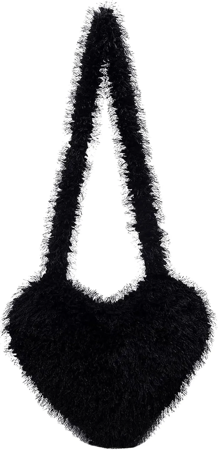 Verdusa Women's Fuzzy Crossbody Shoulder Bags Furry Shoulder Bag Purses