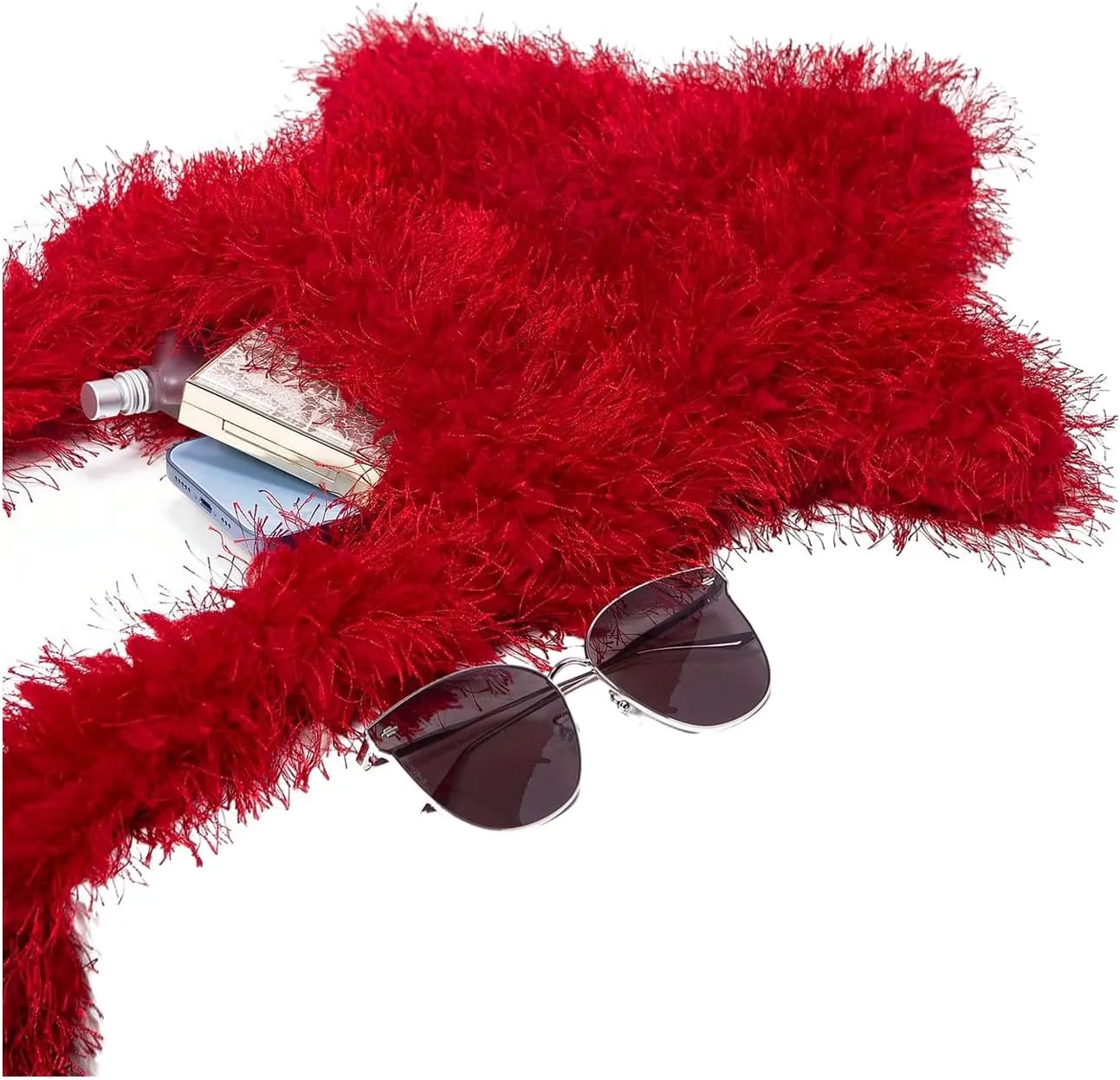 Verdusa Women's Fuzzy Crossbody Tote Bags Furry Shoulder Bag Purse Handbag