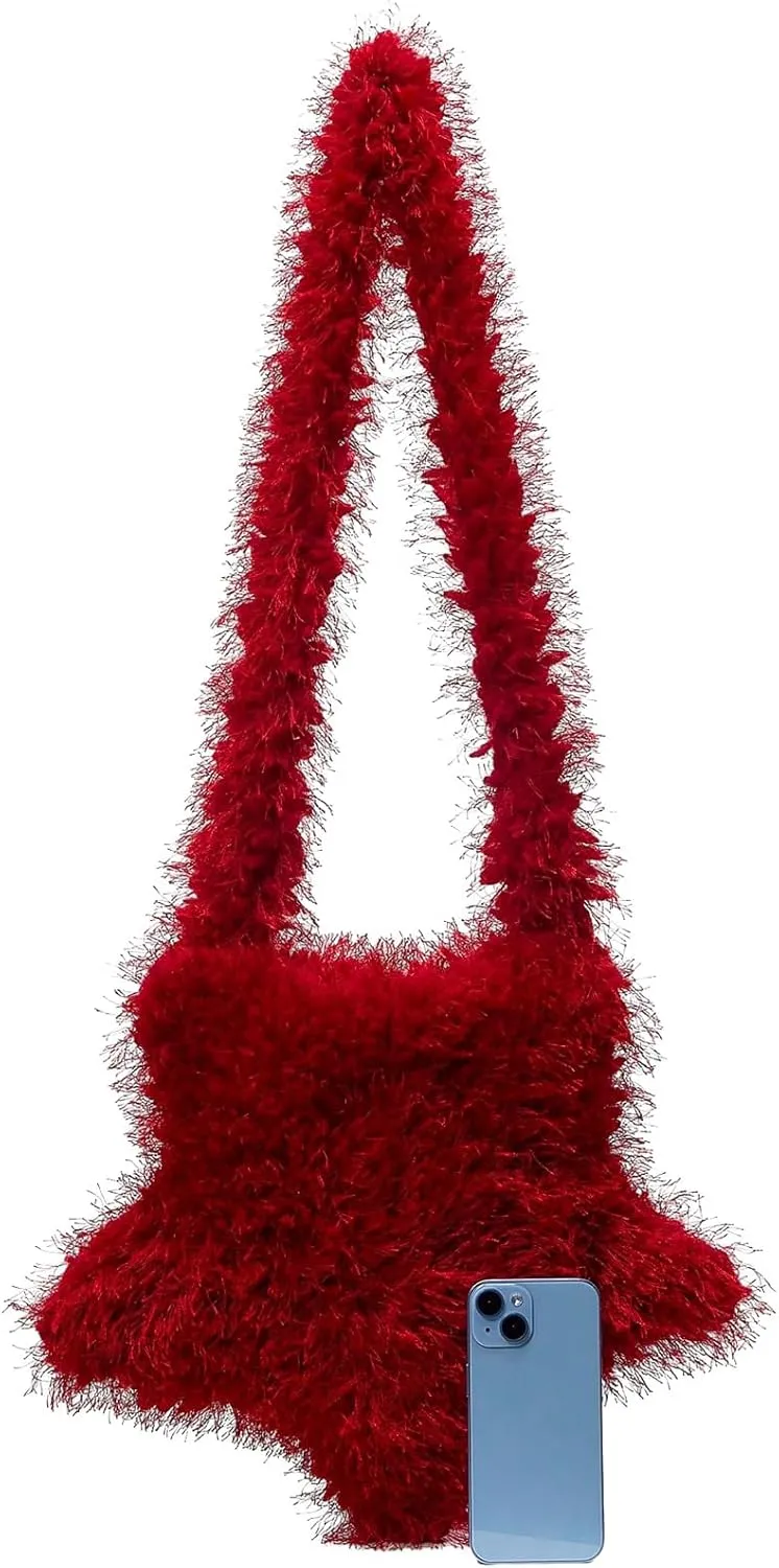Verdusa Women's Fuzzy Crossbody Tote Bags Furry Shoulder Bag Purse Handbag
