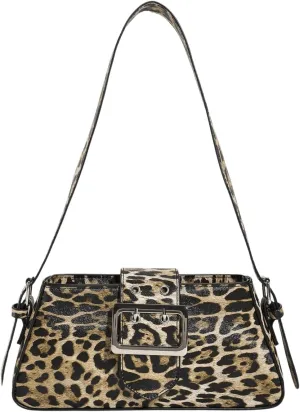 Verdusa Women's Top Handle Shoulder Bag Buckle Leopard Leather Purses Bags