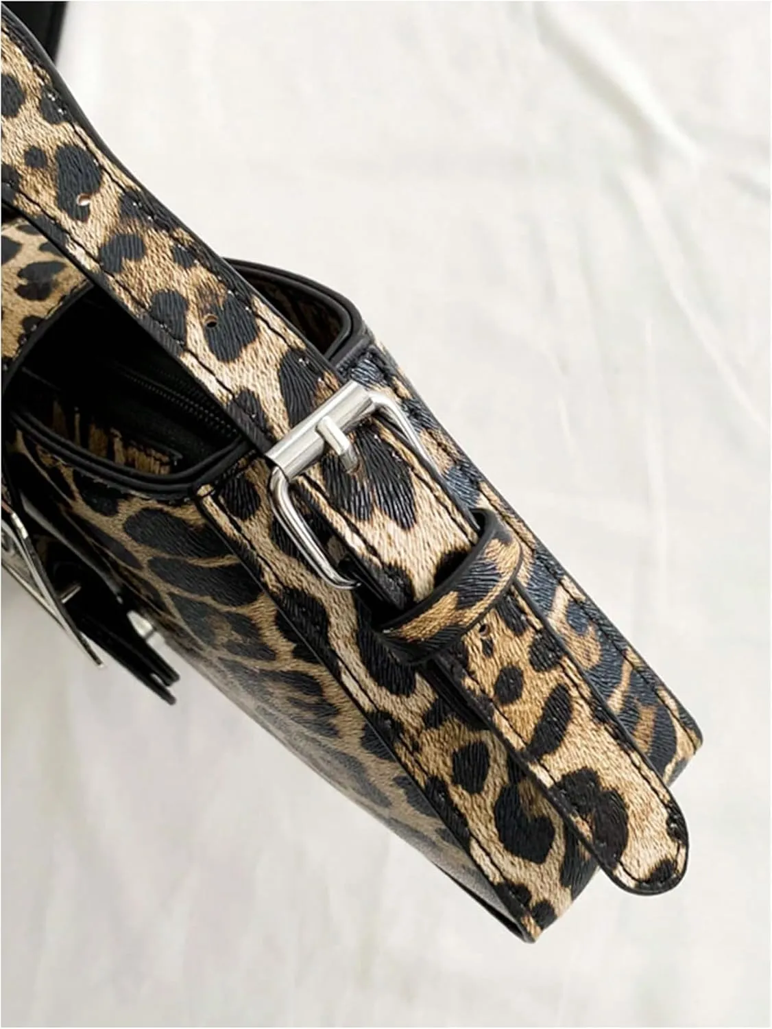 Verdusa Women's Top Handle Shoulder Bag Buckle Leopard Leather Purses Bags